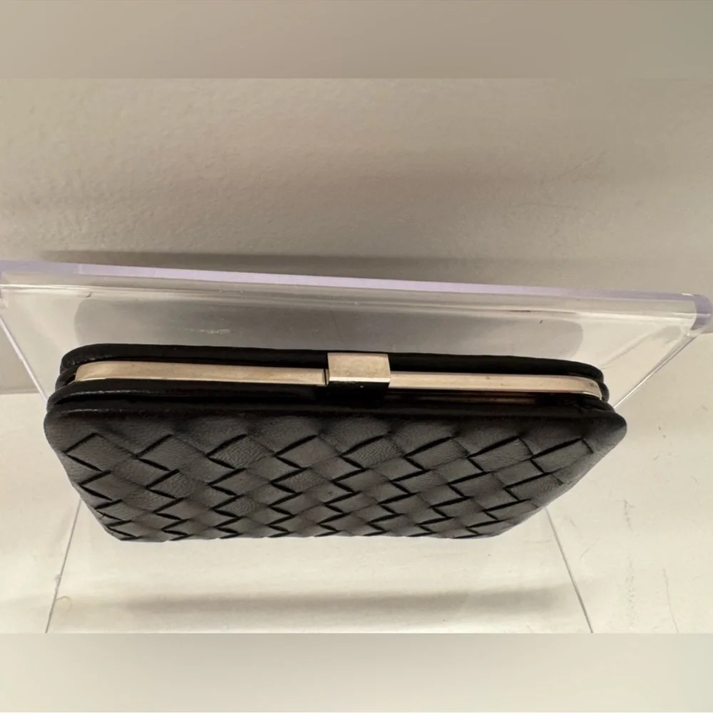 Bottega Veneta Black Leather Intrecciato Slide Lock Card Holder